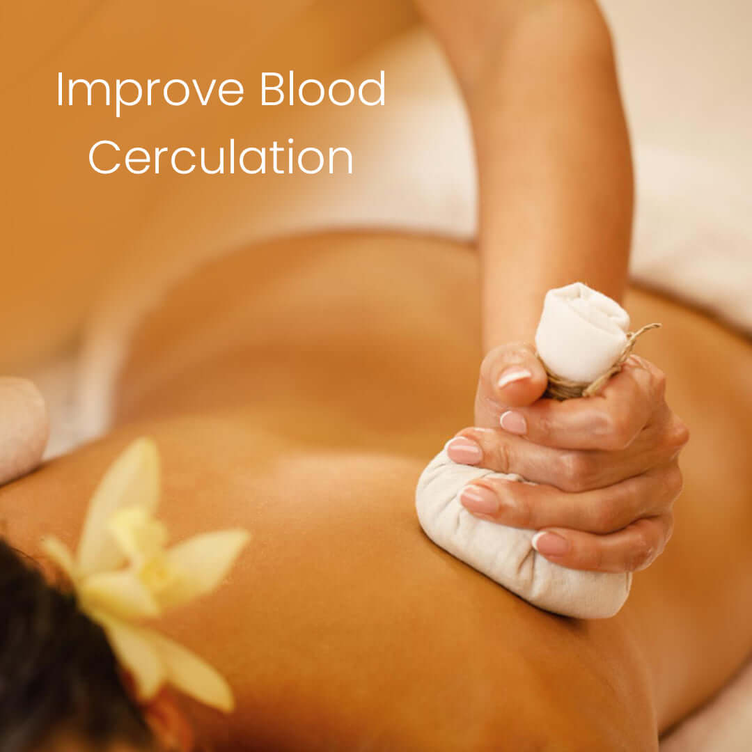 Herbal pouch massage therapy in Ayurveda Body Detox designed to improve blood circulation and relieve muscle tension.